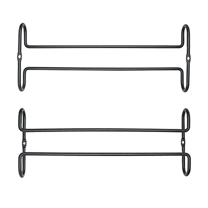 10 Inch Wine Glass Rack Under Cabinet Shelf Stemware Storage Hanging Hanger Organizer Glasses Holder with Drying Under Counter Metal for Kitchen and Bar Set of 4 Black - size: set of 4 black, style: Double Opening