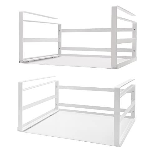 Nxconsu Under Shelf Basket 2 Pack, Cabinet Storage Organizer, 16.1" White | Solid Metal Bottom Holds Up to 30 lb with No Drilling for Kitchen Cupboard Pantry Bookshelf Closet Laundry and Bath - color: White, size: Large - 16.1"L