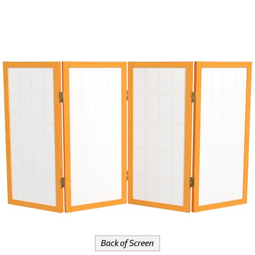 2 ft. Short Desktop Window Pane Shoji Screen - Honey - 4 Panels - color: Honey, size: 4 Panel