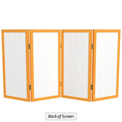 2 ft. Short Desktop Window Pane Shoji Screen - Honey - 4 Panels - color: Honey, size: 4 Panel