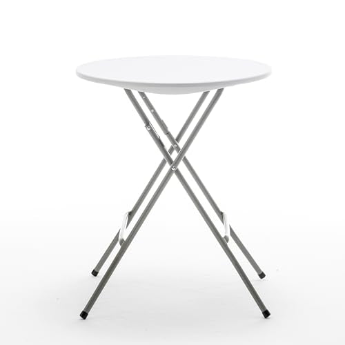 Set of 2, White 24" Round Plastic Folding Table Commercial Portable for Picnic Party Camping Banquet Card Dining Wedding Event Home Kitchen Indoor Outdoor, 30" Height - size: Set of 2