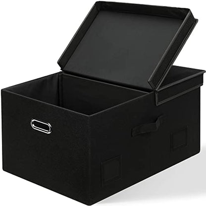 Graciadeco 75 Quarts Extra Large Decorative Storage Bins with Lids, 1 Pack Black Collapsible Storage Bins with Lids, Stackable Storage Bins Decorative Box Storage With Lid Extra Large | 75 Quarts 1 Pack Black Collapsible Stackable Linen Fabric 4 Handles B