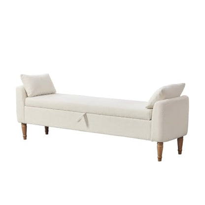 Chifee & Vingol 66" W Storage Benches End of Bed Bench with Pillow,Ivory - color: 66"-ivory