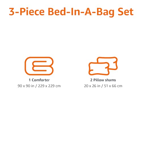 Amazon Basics 3-Piece Microfiber Kids' All Season Comforter and Pillow Sham Set, Full/Queen, Dinosaurs, Animal Print - color: Dinosaurs, size: Full/Queen