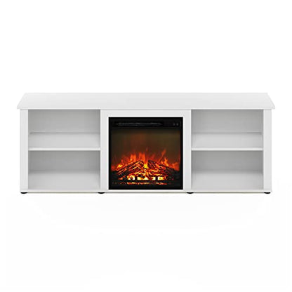 Furinno Classic 70 Inch TV Stand with Fireplace, Solid White - color: Solid White, size: 70-Inch Classic