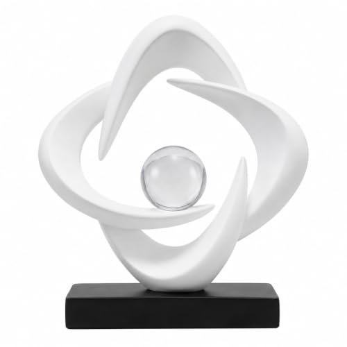 FJS Modern Abstract Sculpture Decor, 10.8" White Resin Art Statue | White Resin Art Statue for Coffee Table, Bookshelf, Living Room, Office, Hotel or Modern Home Decor Display - color: White