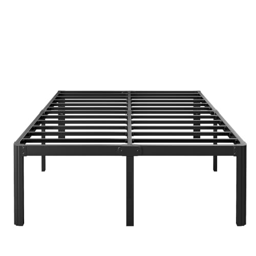 Hunlostten 18in Full Size Bed Frame No Box Spring Needed, Heavy Duty Metal Platform Bed Frame Full with Round Corners, Easy Assembly, Noise Free, Black - size: Full, style: 18 Inch