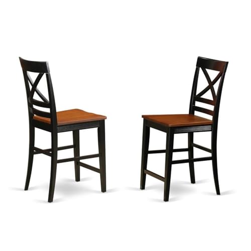 East West Furniture JAQU3-BLK-W 3 Piece Kitchen Counter Height Dining Table Set Contains a Round Wooden Table with Pedestal and 2 Dining Chairs, 36x36 Inch, Black & Cherry - color: Jaqu3-blk-w