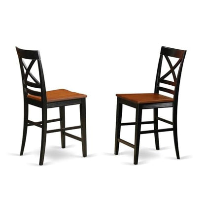 East West Furniture JAQU3-BLK-W 3 Piece Kitchen Counter Height Dining Table Set Contains a Round Wooden Table with Pedestal and 2 Dining Chairs, 36x36 Inch, Black & Cherry - color: Jaqu3-blk-w