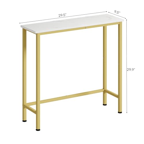 Narrow Console Table, 29.5" Small Entryway Table, Thin Hallway Tables, Slim Sofa Side Tables for Hallway, Living Room, Bedroom, Foyer, Marbleized White - color: Marbleized White