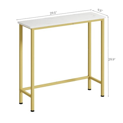 Narrow Console Table, 29.5" Small Entryway Table, Thin Hallway Tables, Slim Sofa Side Tables for Hallway, Living Room, Bedroom, Foyer, Marbleized White - color: Marbleized White