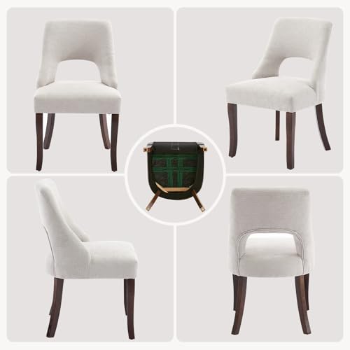 UVV Wooden Dining Chairs Set of 2, Mid Century Modern Upholstered Dining Room Chair Kitchen Chairs, Chenille Dinner Chair with Solid Wood Legs for Kitchen Dining Room, Light Grey - color: Light Grey, size: Set of 2