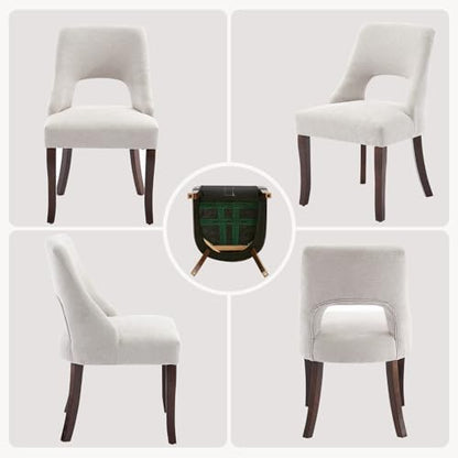 UVV Wooden Dining Chairs Set of 4, Mid Century Modern Upholstered Dining Room Chair Kitchen Chairs, Chenille Dinner Chair with Solid Wood Legs for Kitchen Dining Room, Light Grey - color: Light Grey, size: Set of 4