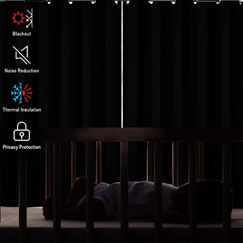 Diraysid Black Grommet Blackout Curtains for Bedroom Thermal Insulated Room Darkening Curtains Drapes, 52 x 72 inch, 2 Panels - color: Black, size: 52"W x 72"L (Pack of 2)