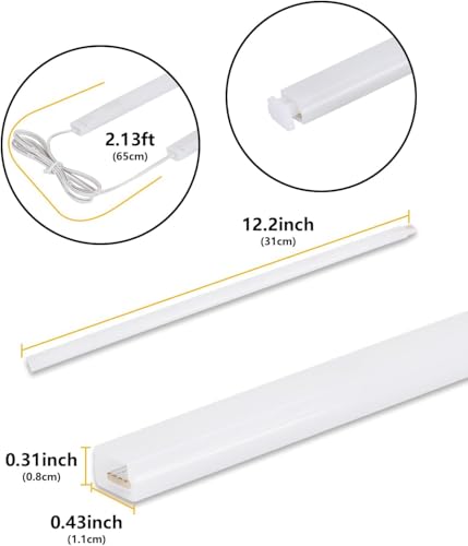 Cefrank 6-Pack Linkable Under Cabinet Lighting, 12" LED Shelf Light Bars | 1200LM Cool White • Plug-in • CRI90+ • Frosted Lens • Pantry • Bookshelf • Workbench - color: White