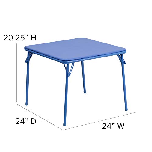 Flash Furniture Mindy Kids Folding Table, Blue | Vinyl Padded Top, Powder Coated Locking Legs, Daycare - color: Blue, size: Table