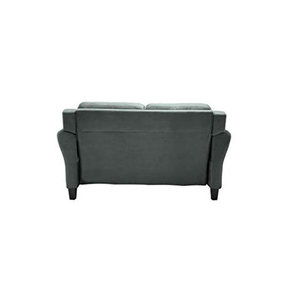 Studio Living Harrington 57.9" Loveseat, Transitional Modern, Pocket Coil Comfort, Easy Assembly, Microfiber Fabric, Dark Grey - color: Dark Grey, size: Loveseat