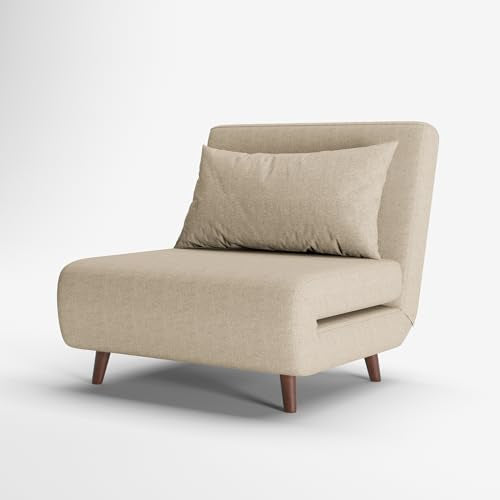 Convertible Sleeper Chair, 3 in 1 Folding Chair Sleep Turns into Bed, Multi-Functional Sofa Bed for Adults, Foldable Twin Chaise Lounge for Office,Living Room,Bedroom (Beige, 39.4”W) - color: Beige, size: 39.4"W