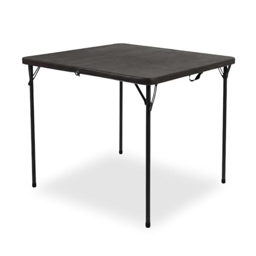 34" Square Folding Table for 4 Person, 330lbs Weight Capacity Foldable Table with HDPE Tabletop & Heavy-Duty Steel Legs, Portable Picnic Table for Indoor Outdoor Parties, Camping, Coffee Woodgrain - color: Coffee Woodgrain