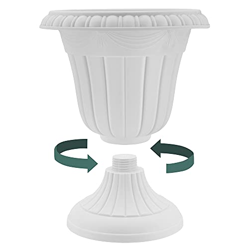 Arcadia Garden Products PL10WW Classic Traditional Plastic Urn Planter, 15" x 13", Whitewash - color: Whitewash, size: 15" x 13"