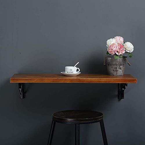 Tianman (47" Lx14 W) Industrial Rustic Folding Wall Mounted Workbench Drop Leaf Table, Dining Table Desk, Pine Wood Wall Mounted Bar Tables,Workbench,Study Table,Collapsible Butcher Block Solid Wood