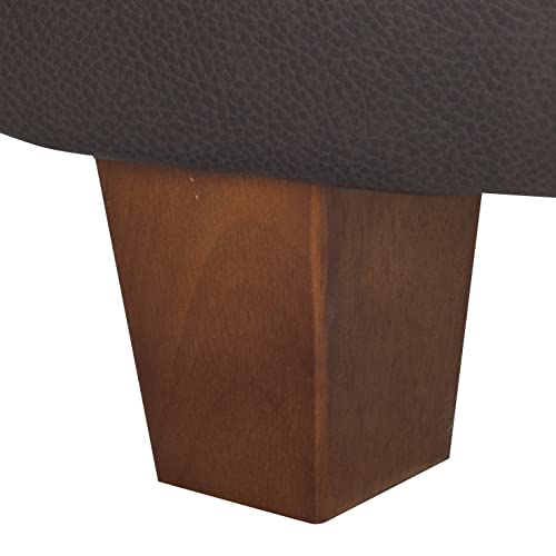 HomePop 24" Round Leatherette Storage Ottoman - Chocolate Brown - color: Brown Faux Leather