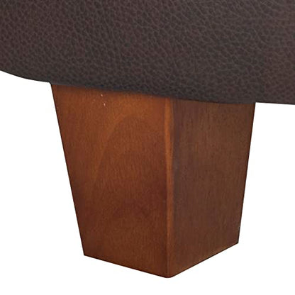 HomePop 24" Round Leatherette Storage Ottoman - Chocolate Brown - color: Brown Faux Leather