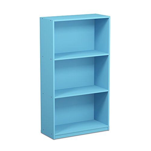Furinno BASIC Book Shelf, 3-Tier Modern Bookshelf, Bookcase with Open Shelves, 9.3 x 21.8 x 39.5, for Living Room, Bedroom, Home Office, Light Blue - color: Light Blue, size: 3-Tier