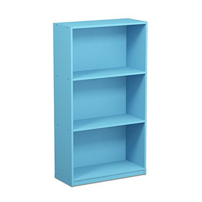 Furinno BASIC Book Shelf, 3-Tier Modern Bookshelf, Bookcase with Open Shelves, 9.3 x 21.8 x 39.5, for Living Room, Bedroom, Home Office, Light Blue - color: Light Blue, size: 3-Tier