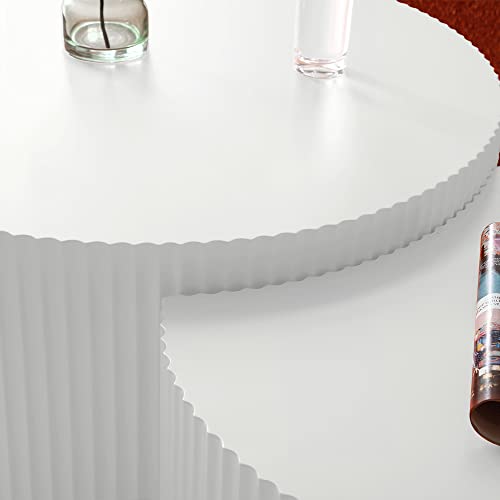 Nesting Coffee Table Set of 2, Modern Round Coffee Table End Table Set for Living Room, Wood Circle Drum Side Table,White - color: White