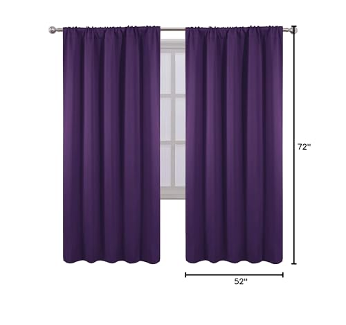 Purple Blackout Curtains/52 x 72 Inch/Set of 2 Panels Room Darkening Curtains for Bedroom - color: Purple, size: 52"W x 72"L (Pack of 2)