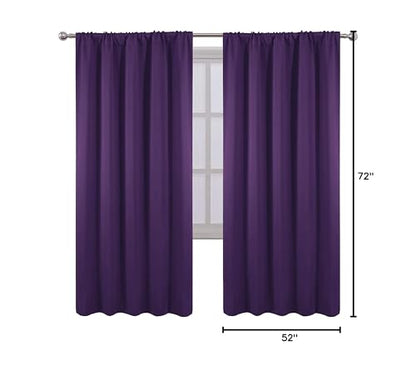 Purple Blackout Curtains/52 x 72 Inch/Set of 2 Panels Room Darkening Curtains for Bedroom - color: Purple, size: 52"W x 72"L (Pack of 2)