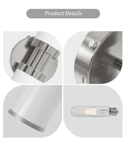 Rayogale Nickel Wireless Battery Operated Wall Sconces with Remote | White Glass Rechargeable Wall Lights Set of 2 with Timer Function Dimmable for Living Room Bedroom Emergency 3000K, 20.5 Inch - color: Nickel(White Lampshades)