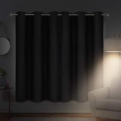 Diraysid Black Grommet Blackout Curtains for Bedroom Thermal Insulated Room Darkening Curtains Drapes, 42 x 63 Inch, 2 Panels - color: Black, size: 42"W x 63"L (Pack of 2)