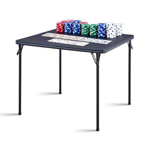 Square Folding Table 32x32 Small Card Table Foldable - Black | Vinyl Top Padded Table with Collapsible Leg for Dining Mahjong Bridge 4 Players - Wheelchair Accessible - color: Black