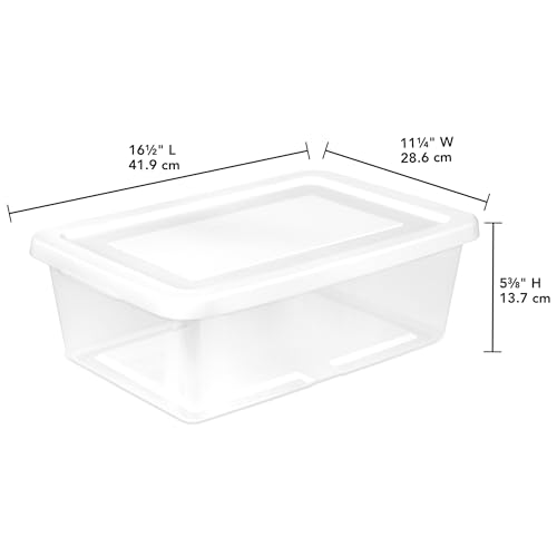 Sterilite Storage Box Stackable Tote, White, 12 Quart, 36 Pack | Clear Plastic Container with Secure Snapping Lids for Home and Office Organization - size: 12Qt, style: 36 Pack