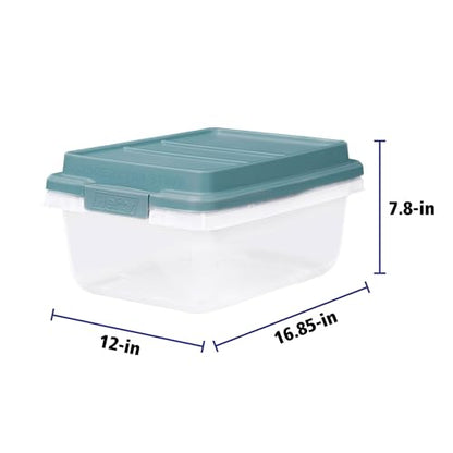Hefty 18 Quart Hi-Rise Storage Bin with Lid, Stackable Plastic Container for Home, Office, and Classroom Organization, 8 Pack, Smoke Blue - size: 18 QT - 8 Pack