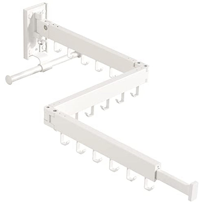 BOQORAD Wall Mounted Clothes Hanger Rack, Clothes Drying Rack,Laundry Drying Rack,Collapsible Clothes Rack Wall Mount, Retractable Drying Rack Clothing,can Fold Upward & Left & Right,White Color - color: White