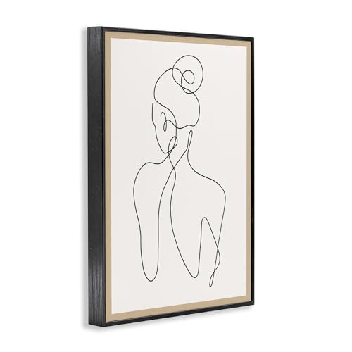 'Minimal Woman Line Drawing'| Framed Giclee Art | Stupell Industries | Black, 12 x 18 Inches, Easy to Hang and Sturdy, Made in USA, by Creative Studio - color: Midnight Black (Textured), size: 18"L x 12"W