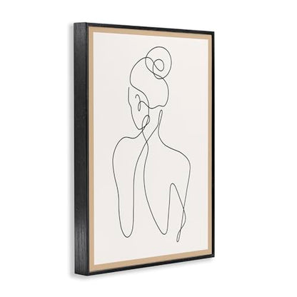 'Minimal Woman Line Drawing'| Framed Giclee Art | Stupell Industries | Black, 12 x 18 Inches, Easy to Hang and Sturdy, Made in USA, by Creative Studio - color: Midnight Black (Textured), size: 18"L x 12"W