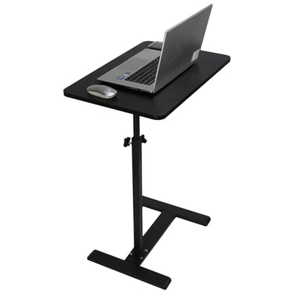 Adjustable Height C Shaped Side Table with Wheels 40 * 60cm | 360° Swivel TV Tray Table, Mobile End Table for Living Room Bedroom Sofa Bed Office - color: Black