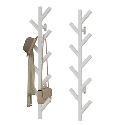 Prywot Vertical Hat Rack, Metal Coat Rack Wall Mounted, White, 37.8" | 9 Hooks, Space-saving wall-mounted design, for Hats, Jackets, Coats, and Bags - Suitable for Entryways and Bedrooms - color: White