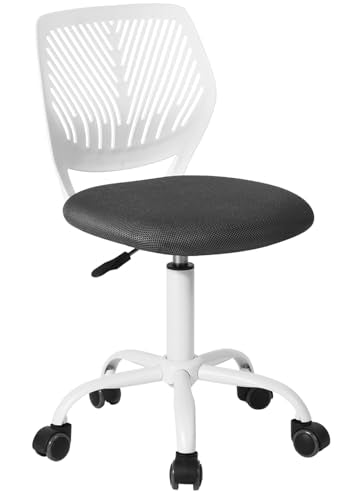 FurnitureR Students Cute Desk Chair Ergonomic for Teens Boys Girls Youth Low-Back Armless Study Writing Swivel Mesh Seating with Adjustable Height for Home Office Living Room Bedroom School - color: Black/Grey