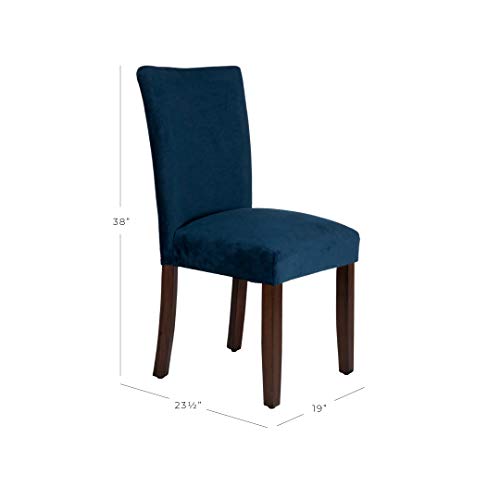 HomePop Parsons Classic Upholstered Accent Dining Chair, Set of 2, Navy Velvet - color: Navy Velvet, style: Pack of 2