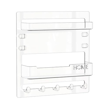 Bedside Shelf for Dorm Bed,Rv,Small Room and Nightstand,Wall Mounted Floating Shelves and Bedside Wall Organizer for Remote,Phone Holder,Charging Shelf,Cute Bedroom Decor for College Girl,Clear