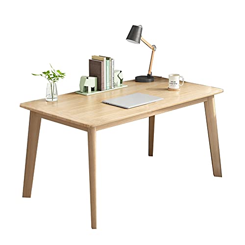 IOTXY Simple Wooden Writing Desk - Modern Minimalist Style PC Laptop Computer Workbench with Solid Wood Legs, 47" W Home Office Work Table for TV Stand Music Video Live Broadcast Workstation, Oak | Nordic Minimalist Style, MDF Tabletop, Solid Wood Legs, H