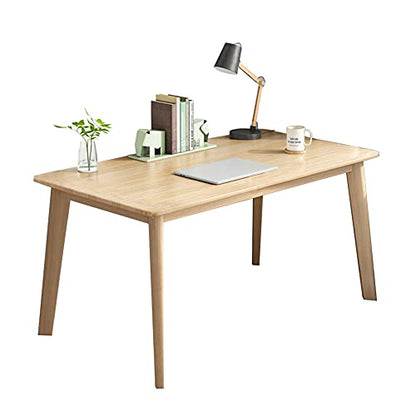 IOTXY Simple Wooden Writing Desk - Modern Minimalist Style PC Laptop Computer Workbench with Solid Wood Legs, 47" W Home Office Work Table for TV Stand Music Video Live Broadcast Workstation, Oak | Nordic Minimalist Style, MDF Tabletop, Solid Wood Legs, H
