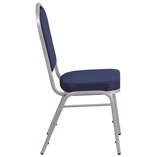 Flash Furniture Hercules Crown Back Stackable Banquet Chair, Silver, 4-Pack | Silver Frame, Fabric Upholstery - color: Navy Fabric/Silver Frame, size: Set of 4