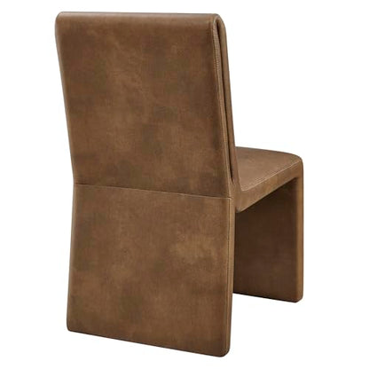 Modway Emory Faux Leather Dining Side Chair in Canyon - Single Armless Slipper Chair - Padded Vegan Leather Accent for Dining Room, Kitchen - color: Canyon