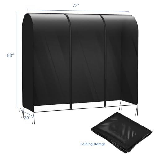 Zilink Extra Large Garment Rack Cover Clothes Rack Cover 72 in | Dustproof, Breathable, 2 Durable Zippers, Rack Cover for Garment Rack (Rack Not Included) - size: 72"L x 20"W x 60"H - Clear/Black